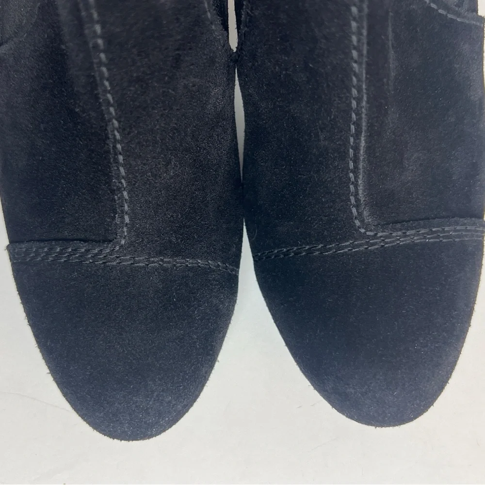 •PEDRO GARCIA• Black Suede Slip On Heel Bootie Pumps‎ Shootie Size 36.5 / US 6.5